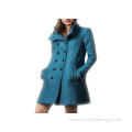 Long Wool Double Breasted Ladies Fashion Coats Long Sleeve